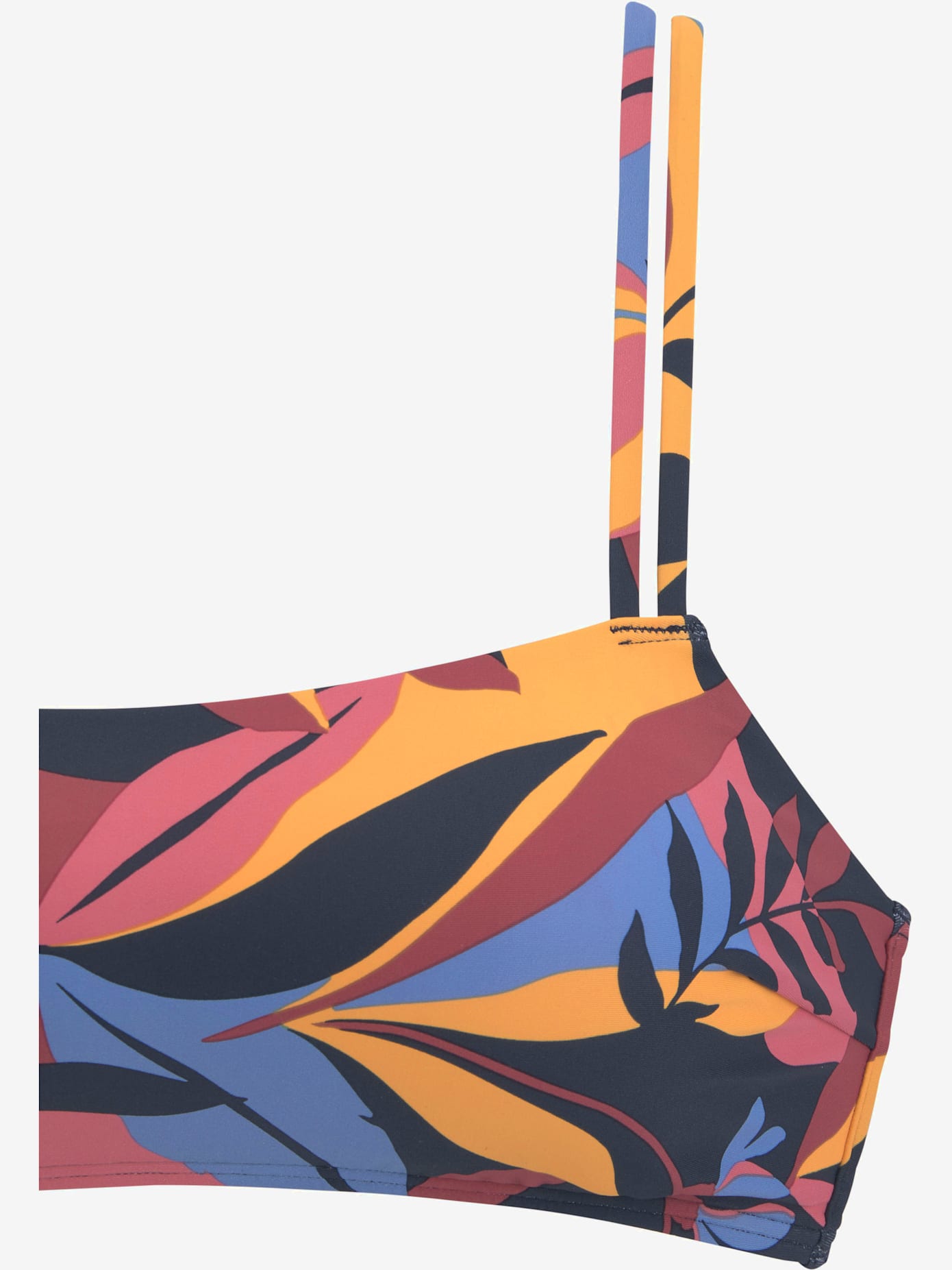 Bikini bustier imprimé feuilles abstrait