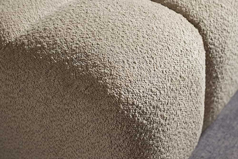 Moderner Hocker CLOUD 100cm champagner greige Bouclé Federkern Fußhocker Sitzhocker