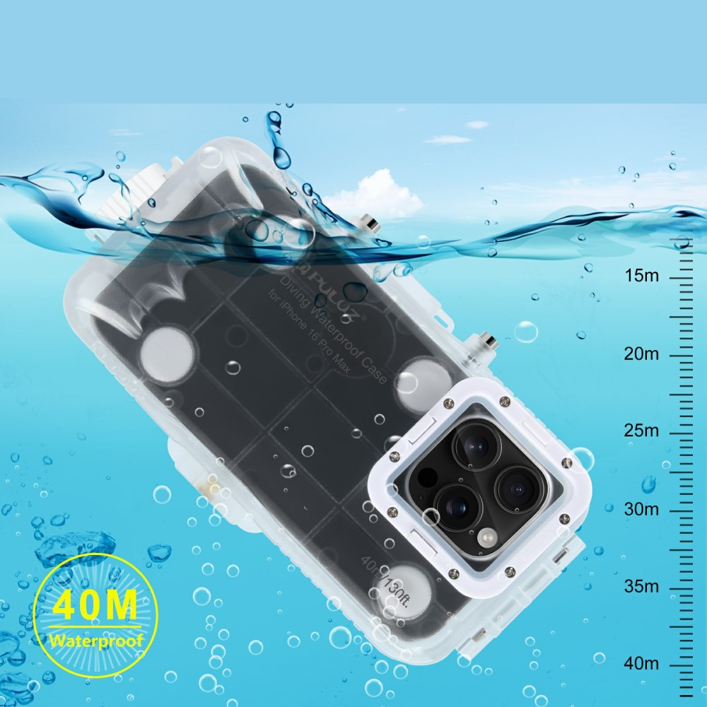 iPhone 16 Pro Max Unterwasser Case Hülle Taucher Schutzgehäuse (IPX8) - Weiss