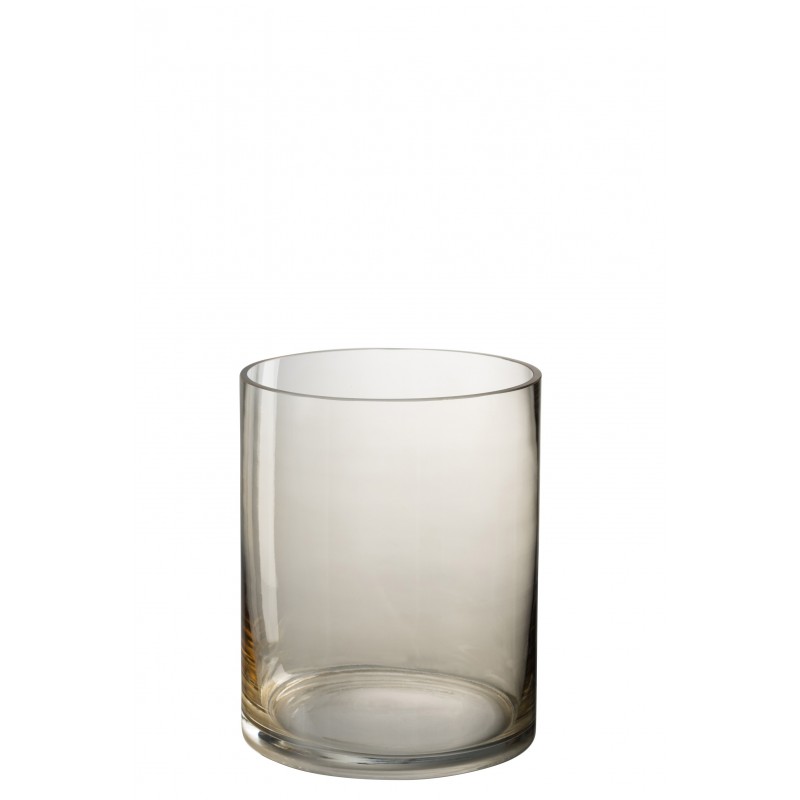 Bougeoir rond en verre fumé 20x20x25cm