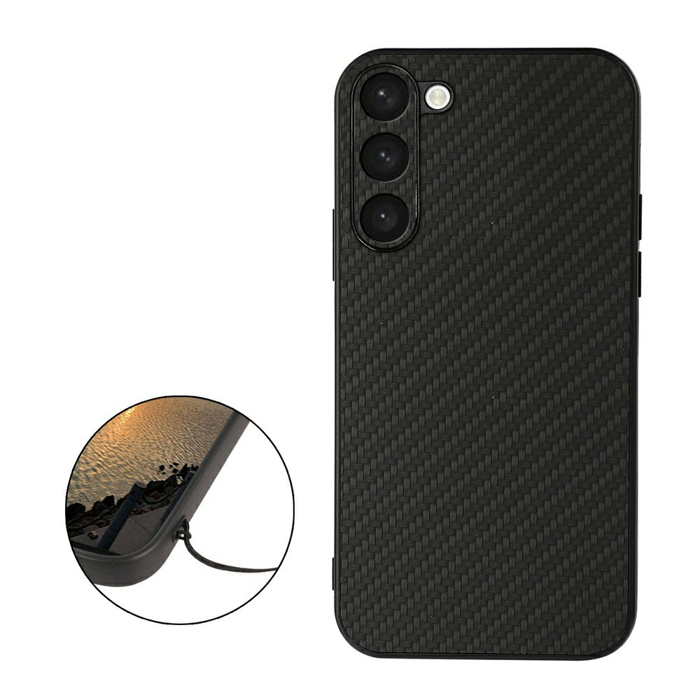 Samsung Galaxy S23 5G Hybrid Hardcase Hülle im Carbon Leder Look - Schwarz