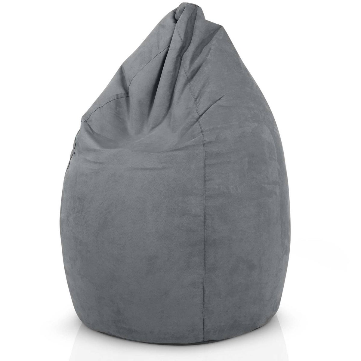 Green Bean Zitzak met rugleuning 60x60x90cm - Binnenzitkussen 220L vulling, comfortabel, wasbaar - Zitzak vloerkussen, loungestoel, voetenbank - grijs