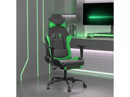 Chaise de jeu de massage et repose-pied Noir et vert Similicuir