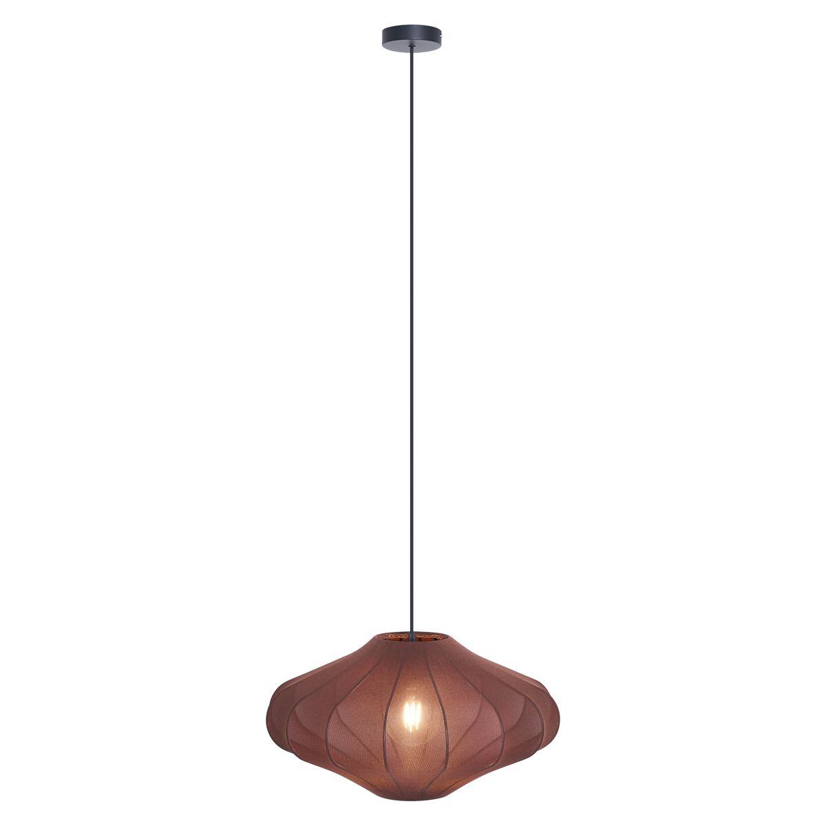 Japandi hanglamp bruin met stoffen kap 50cm  - Plu