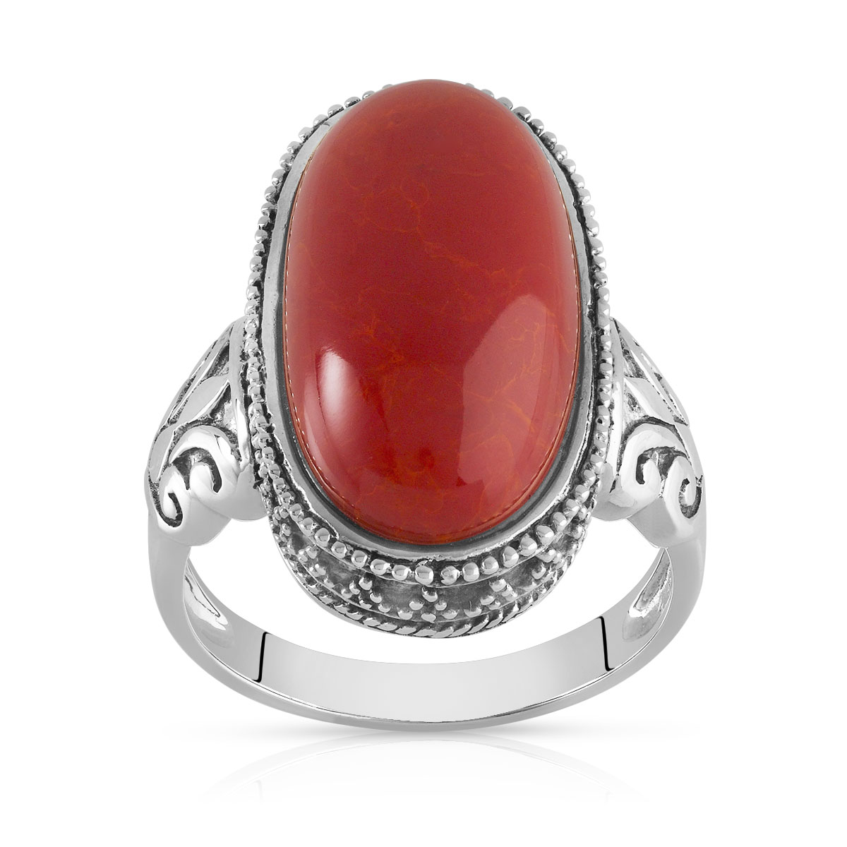 Bague argent 925 corail gorgone