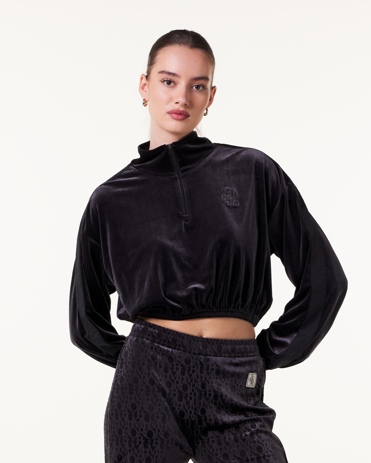 Bumpro Monogram Velour 1\2 Zip Black