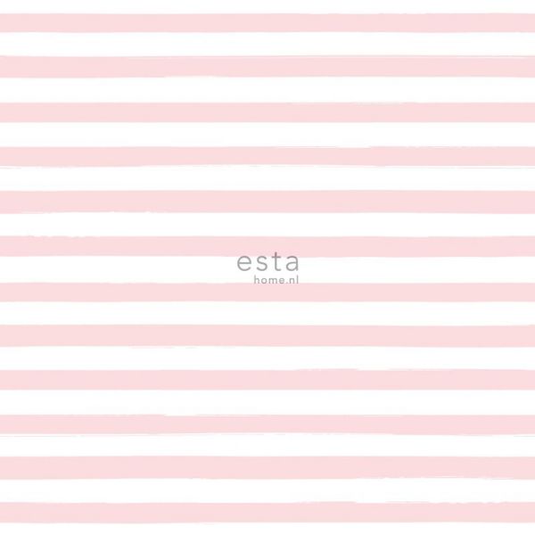 Estahome Geschilderde Strepen Behang - 0,53 x 10,05 m - Beige / Wit