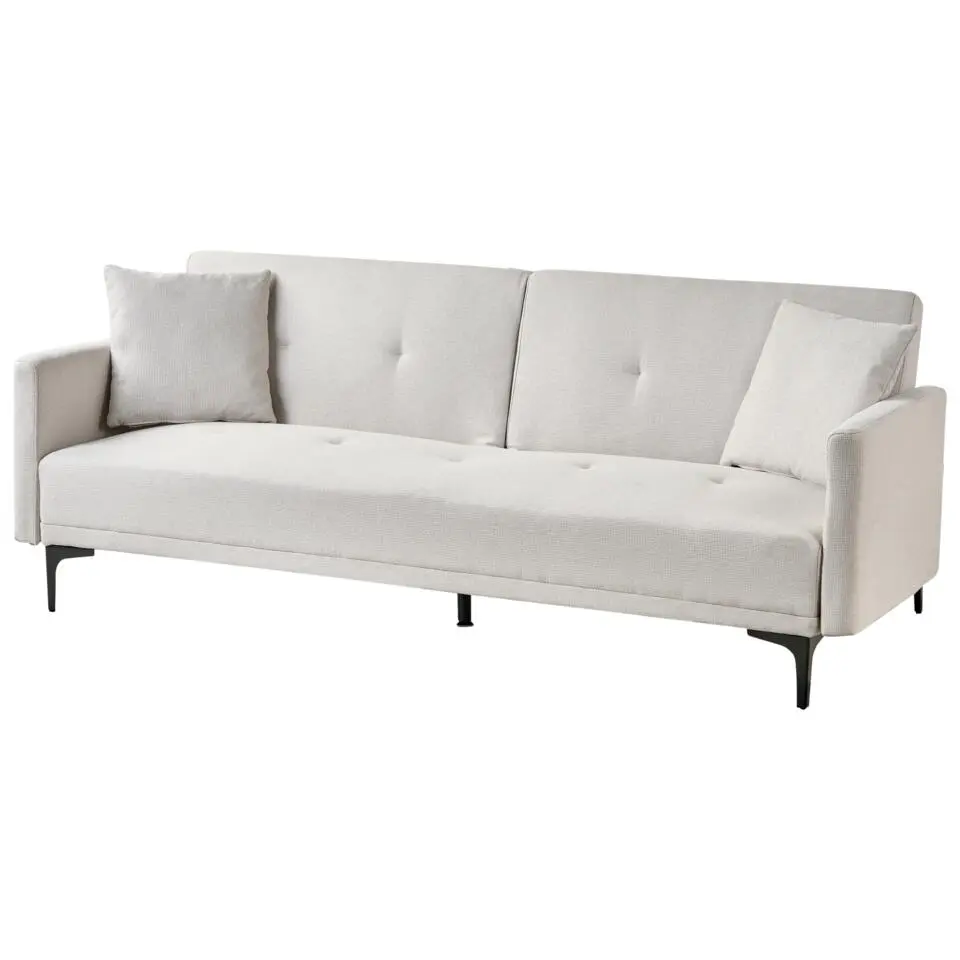 LUCAN - Slaapbank 3-zits - Lichtbeige - Polyester