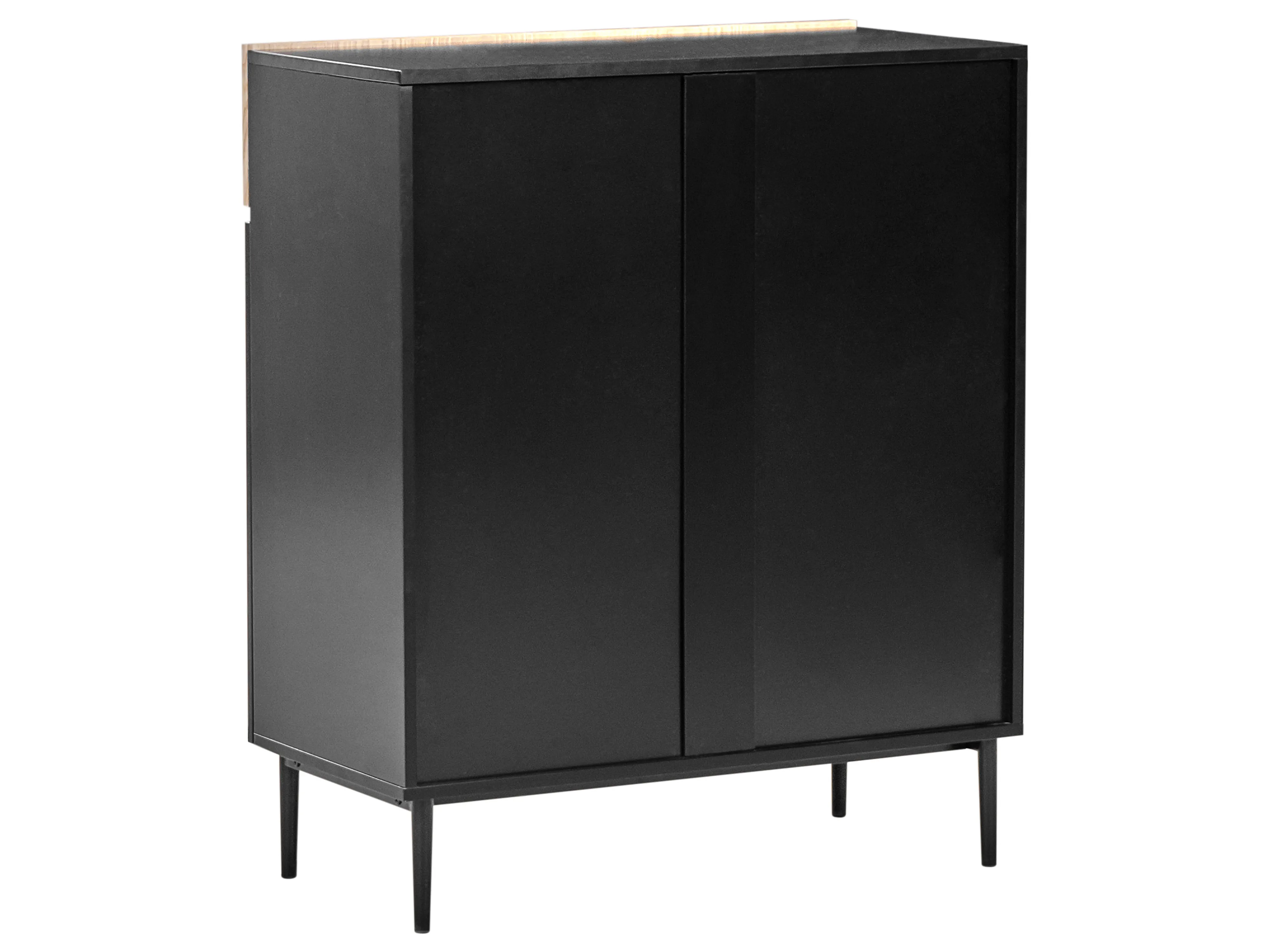 Dressoir met 2 deuren BLYTHE Natuurlijk essenhout Zwart