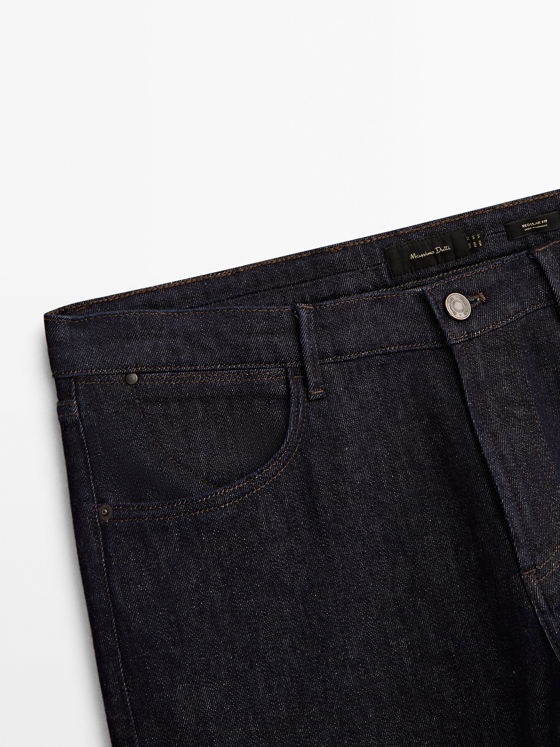 Calça jeans regular com zíper aberto - INDIGO