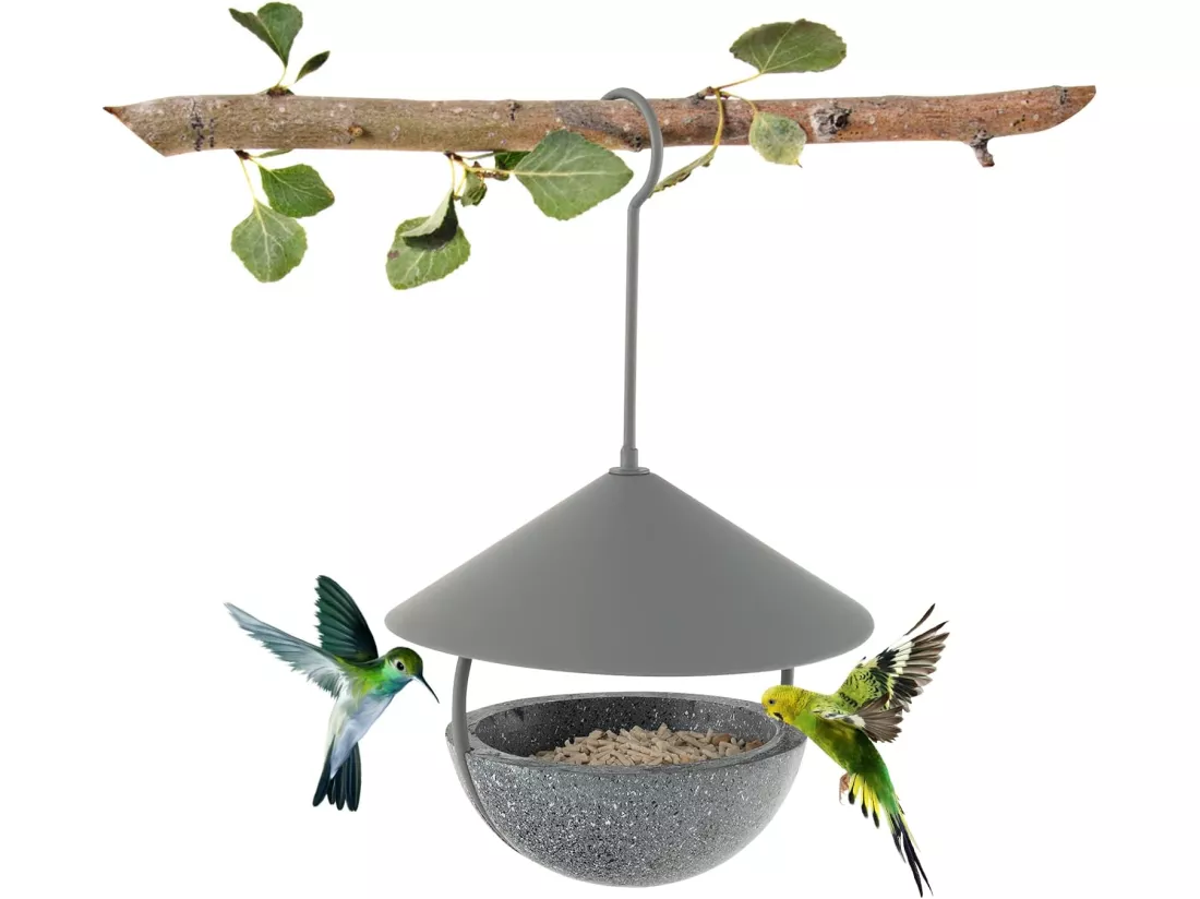 Mangeoire à Oiseaux Suspendue en Métal d'Extérieur 270ml