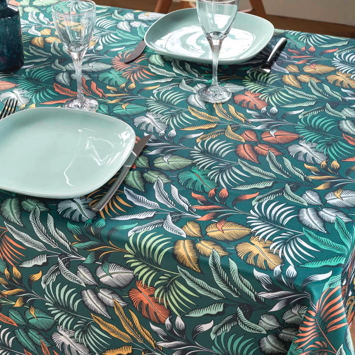 Nappe rectangulaire anti tache (145 x 240 cm) Stylis Bleue