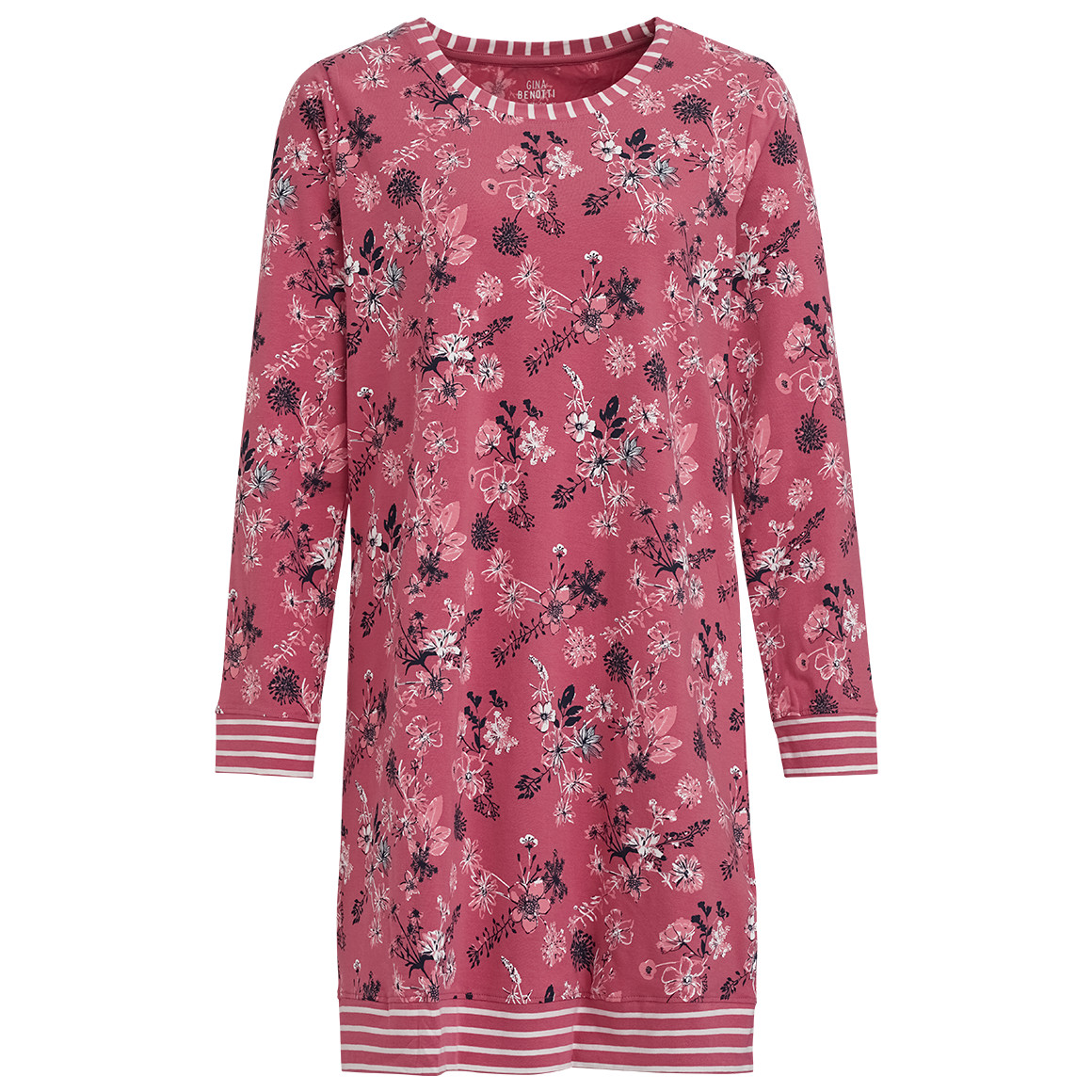 Gina Benotti Damen Nachthemd mit Blumen-Print himbeer