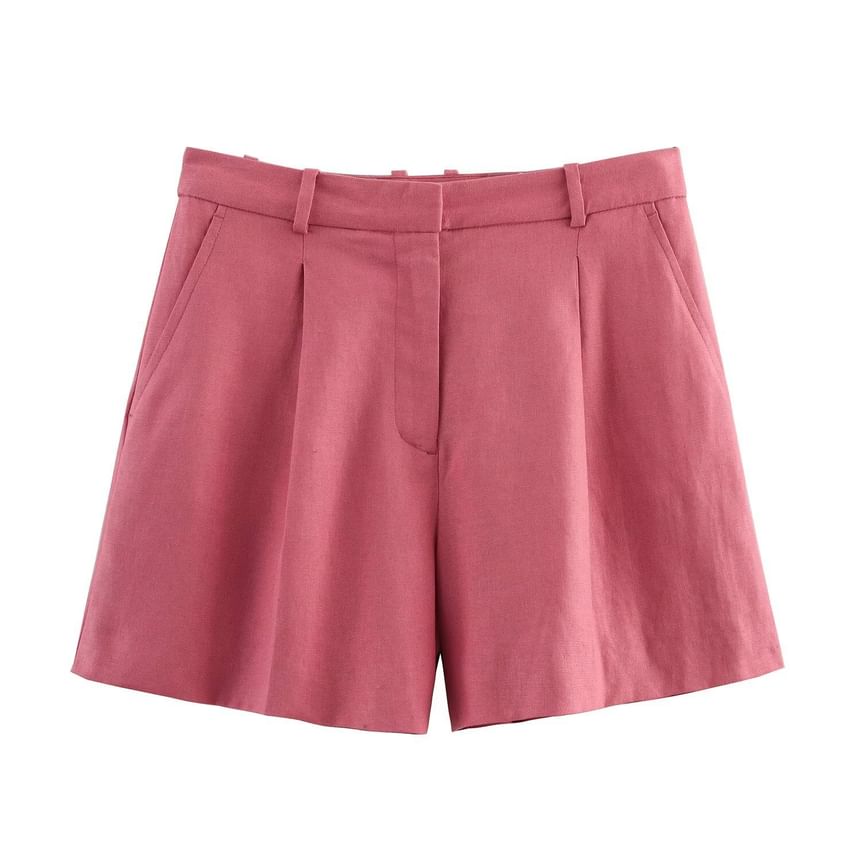 Cumulys - V-hals effen knoopvest / hoge taille jurk shorts