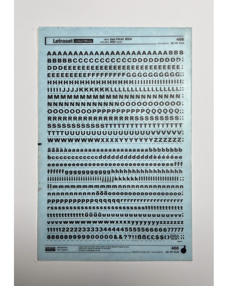 Letraset 466 - FOLIO BOLD - 24/30pt