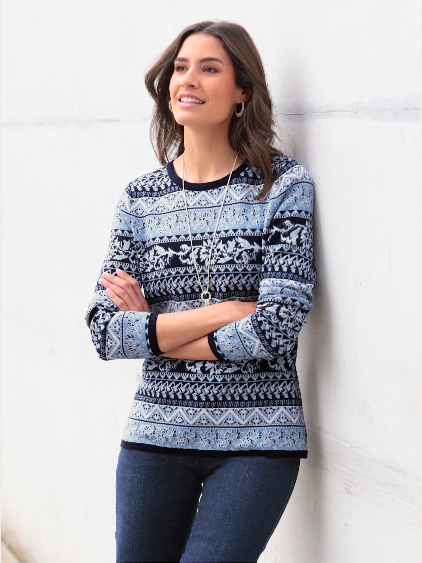 Pull jacquard pure coton pima
