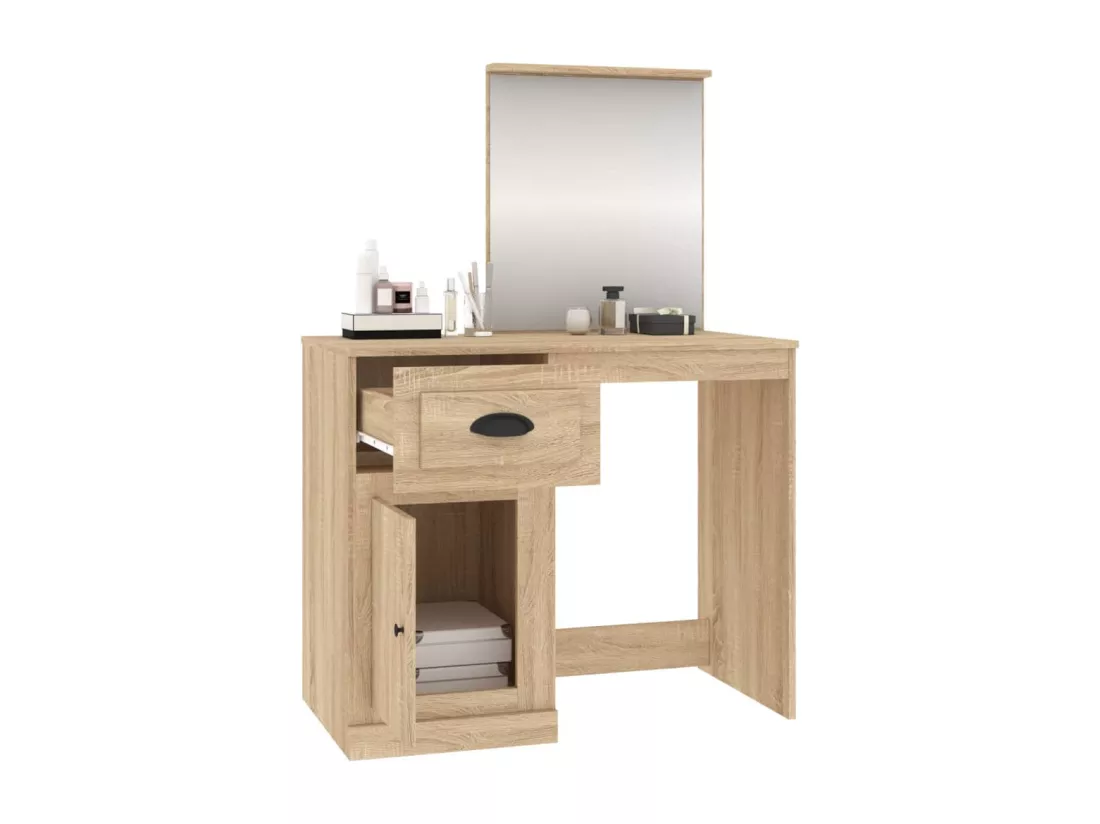 Coiffeuse avec miroir chêne sonoma 90x50x132,5 cm