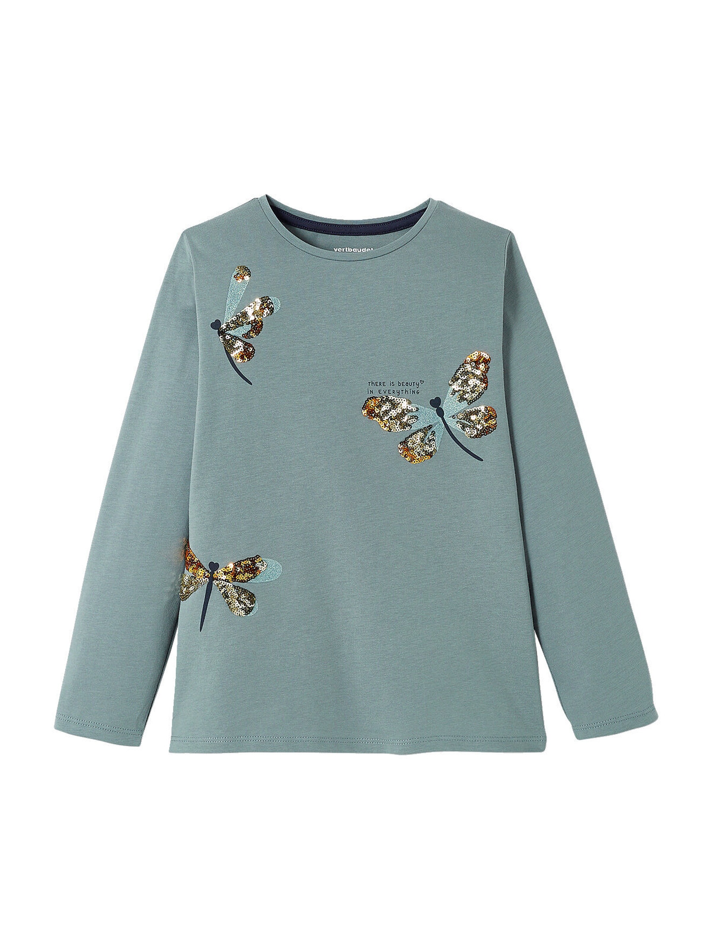 Vertbaudet Mädchen Shirt mit Paillettenmotiv grün