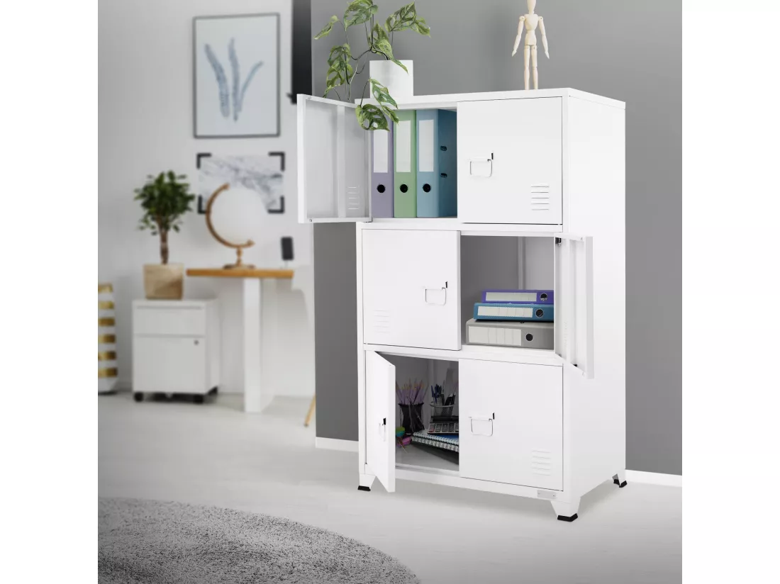 Armoire de bureau Armoire de classement Armoire métallique avec étagères Armoire acier 75x40x120 cm