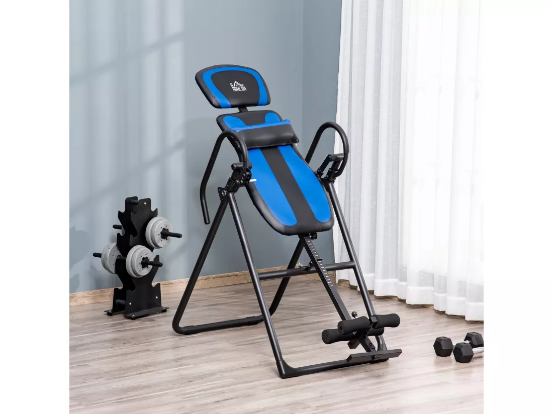 Table d'inversion pliable réglable antidérapante charge max. 110 Kg acier synthétique bleu noir