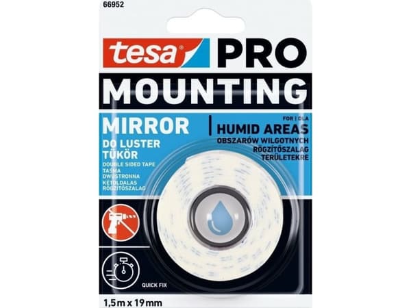 Tesa Double-sided foam mounting tape 1.5m: 19mm for mirrors (h5573204) pro