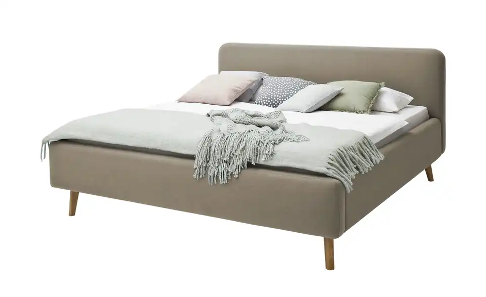 Polsterbettgestell Mattis Taupe Webstoff fein 180 cm ohne Bettkasten