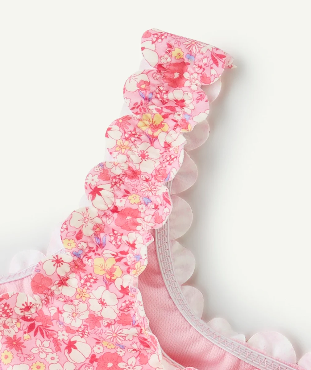 maillot de bain 1 pièce bébé fille en fibres recyclées avec imprimé fleuri