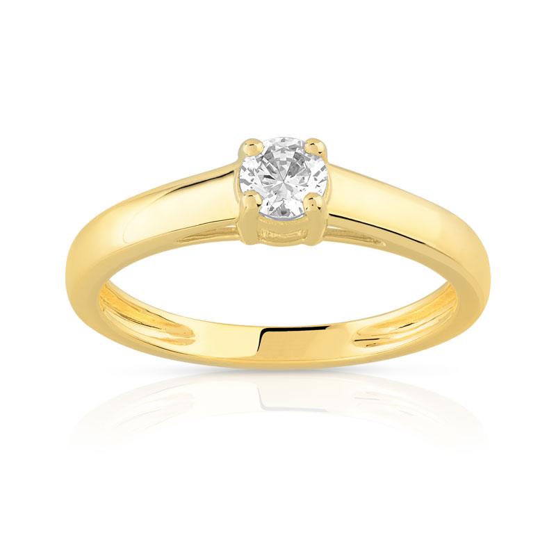 Bague solitaire or 750 jaune diamant 30/100e de carat