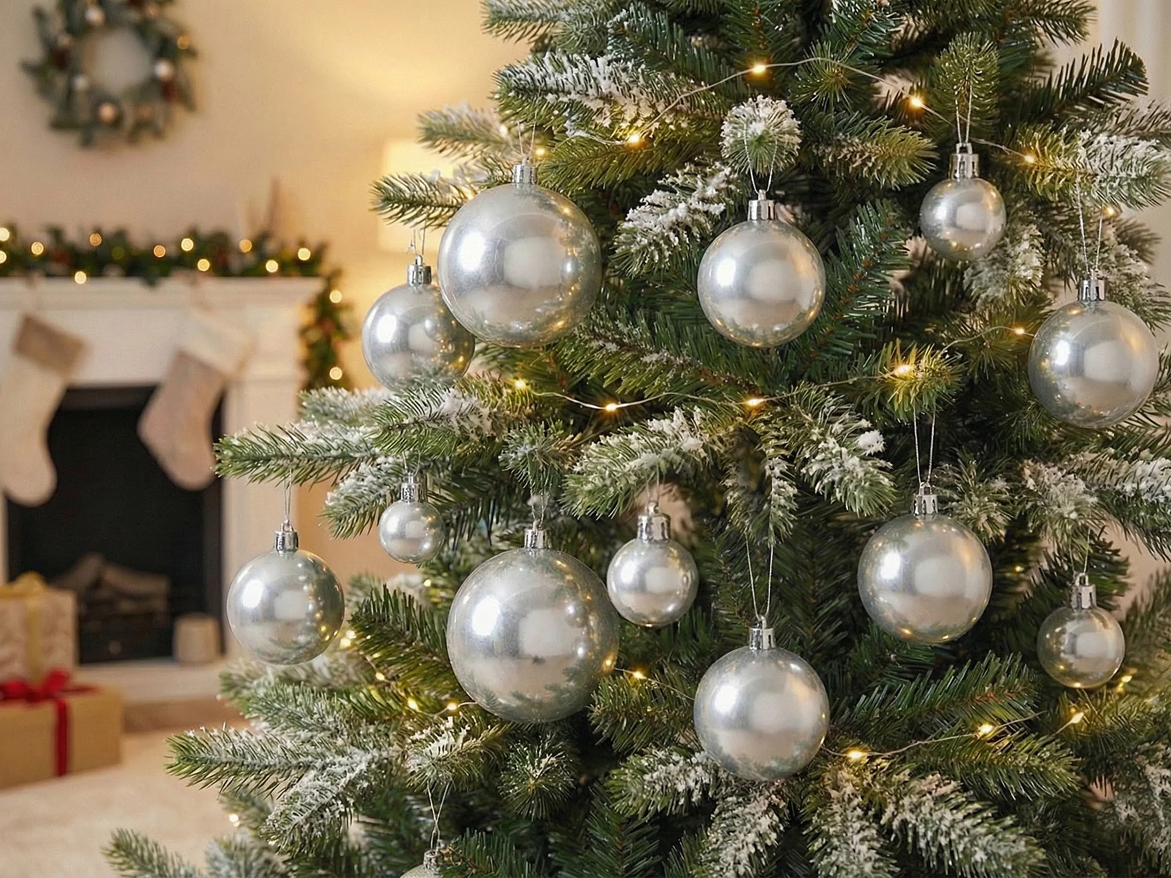 Set van 60 kerstballen TINNSJA Zilver