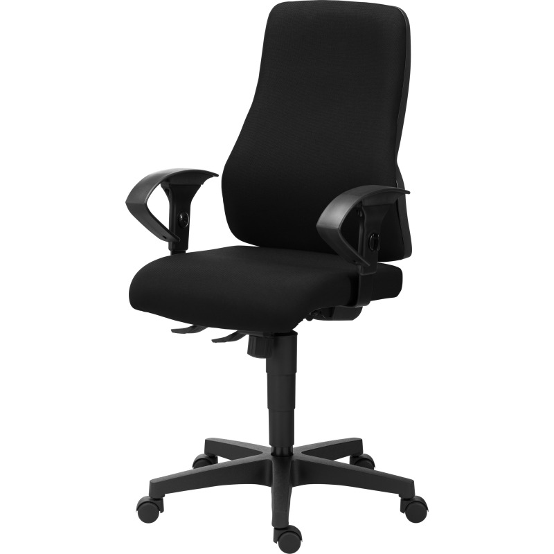 Chaise de bureau Dhark tissu - dossier haut - avec ou sans accoudoirs - mécanisme Synchrone - pieds noir