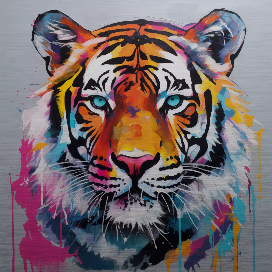 Wandbild 50 x 50 cm Coloured Tiger I