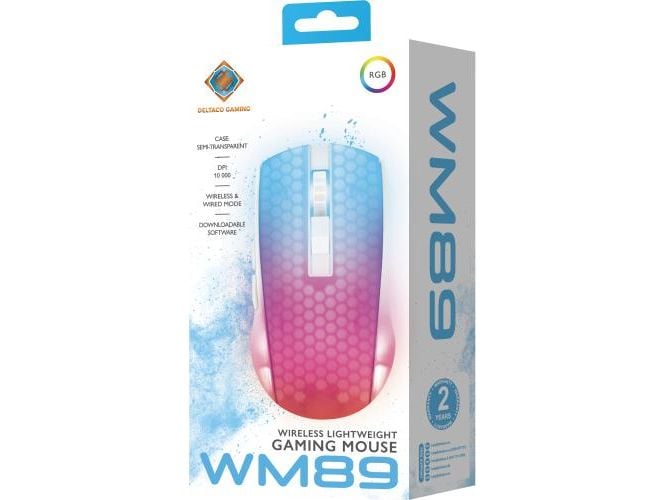DELTACO Gaming-Maus GAM-145-W Weiss/Trasparent Leichte Gaming-Maus mit RGB Beleuchtung