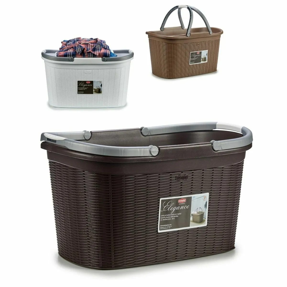 Stefanplast Panier à linge Elegance - Plastique - 35 L - 15 unités