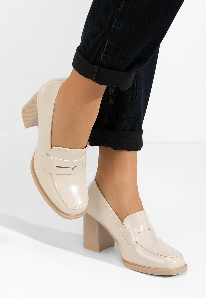 Mocassins à talon beige Odesia