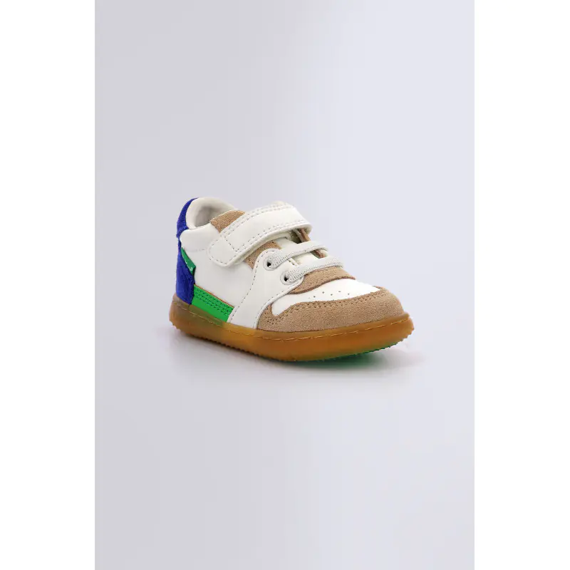 Kickbuvar Beige bleu vert BASKETS BASSES Synthétique Garçon