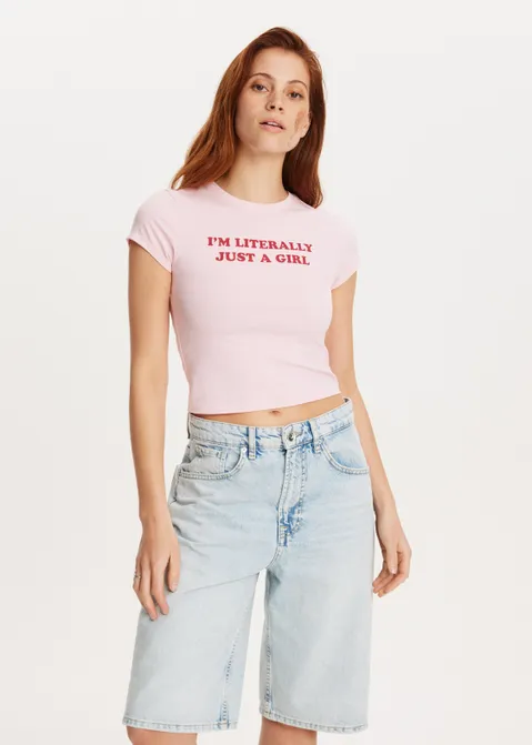 T-shirt met print girl roze (ROS.L)