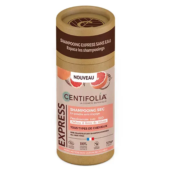Pó para shampoo seco Centifolia Express com toranja rosa orgânica, 50g