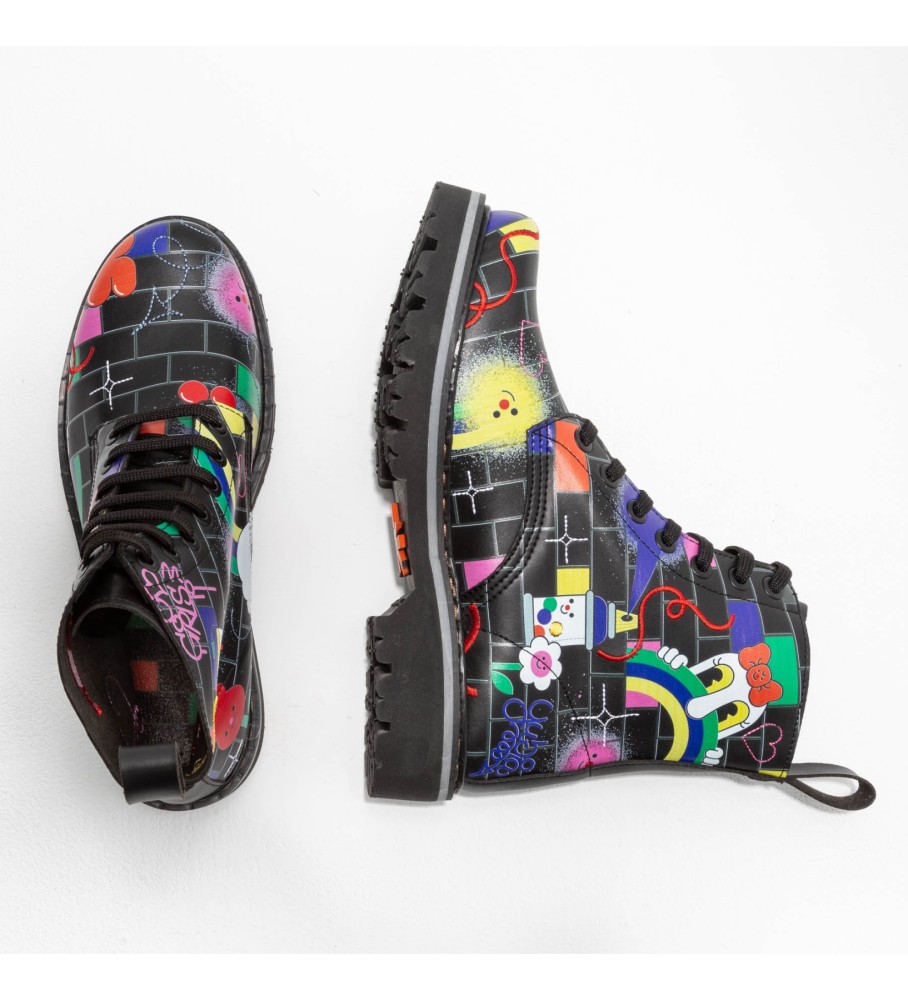 Botas de tornozelo de couro multicoloridas Art