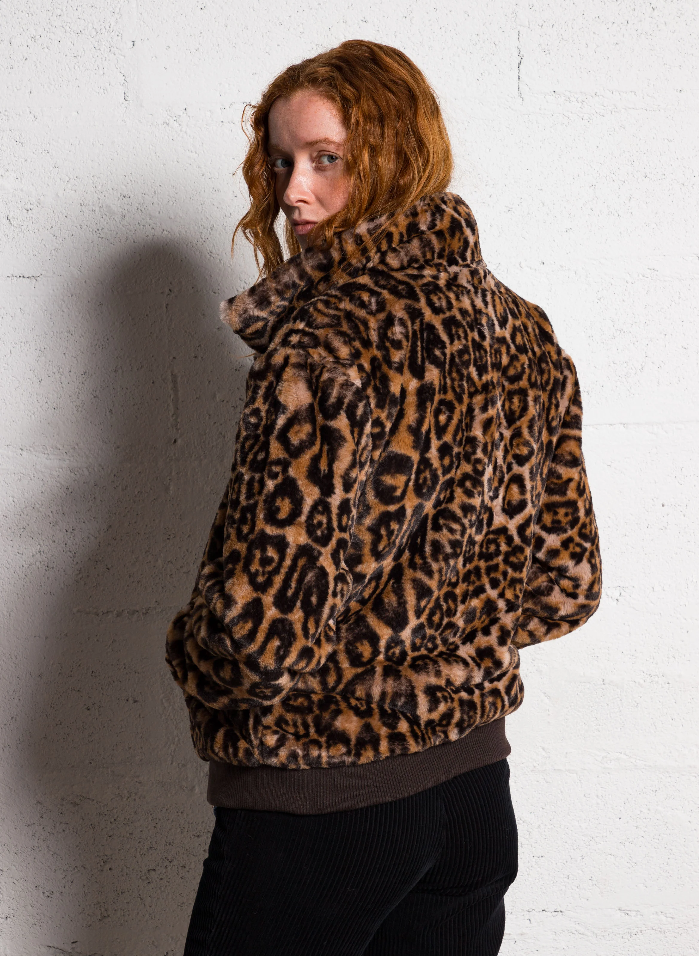 NANCY - Blouson col montant effet fourrure| Marron