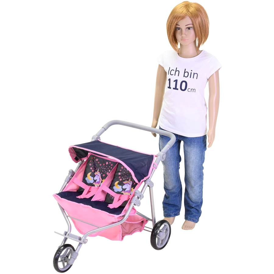knorr toys® Zwillingspuppenwagen Duo - Magic Unicorn blau