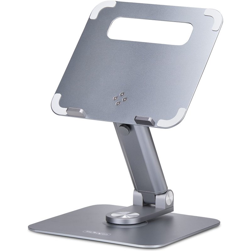 StarTech.com Support Télescopique pour PC Portable, Base Pivotante à 360°, Support Rotatif pour Bureau, Hauteur et Inclinaison Réglables, Poids Max 5kg, Construction en Aluminium, Design Portable
