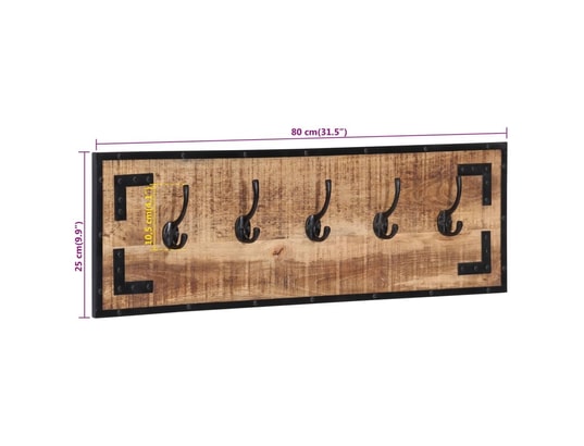 VIDAXL - Porte manteau Porte-manteaux 2 pcs 80x8x25 cm bois de manguier massif brut