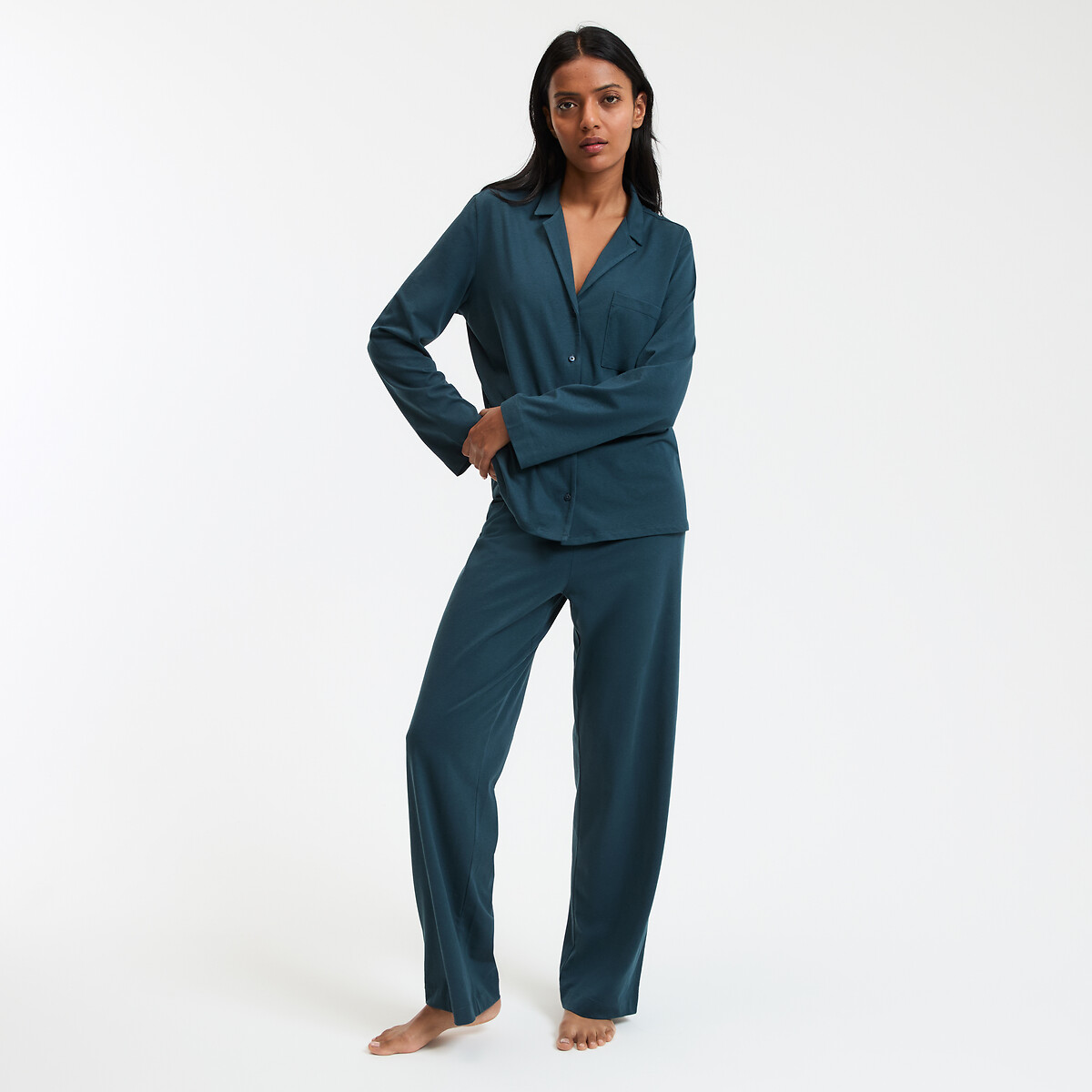 COLEÇÕES LA REDOUTE<br>Pijama de manga comprida em malha de algodão