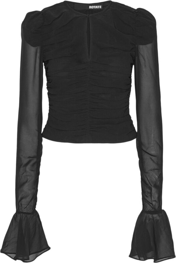 ROTATE Birger Christensen Chiffon Longsleeved Top Black