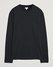Sunspel Heavy Weight Supima Cotton Long Sleeve T-Shirt Black