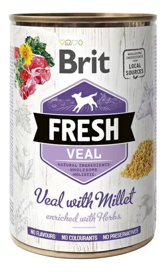 Brit Fresh vådfoder kalvekød m. hirse - 400 g.