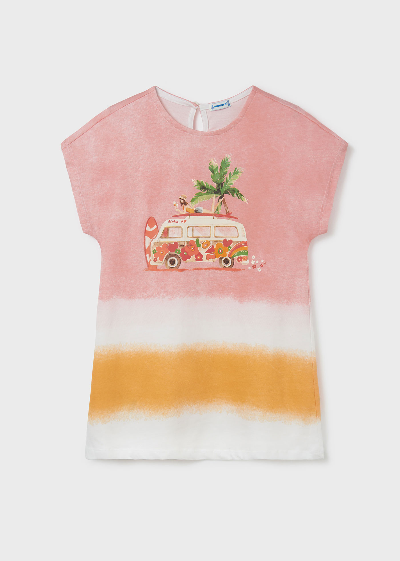 Vestido infantil de algodão com estampa tie-dye