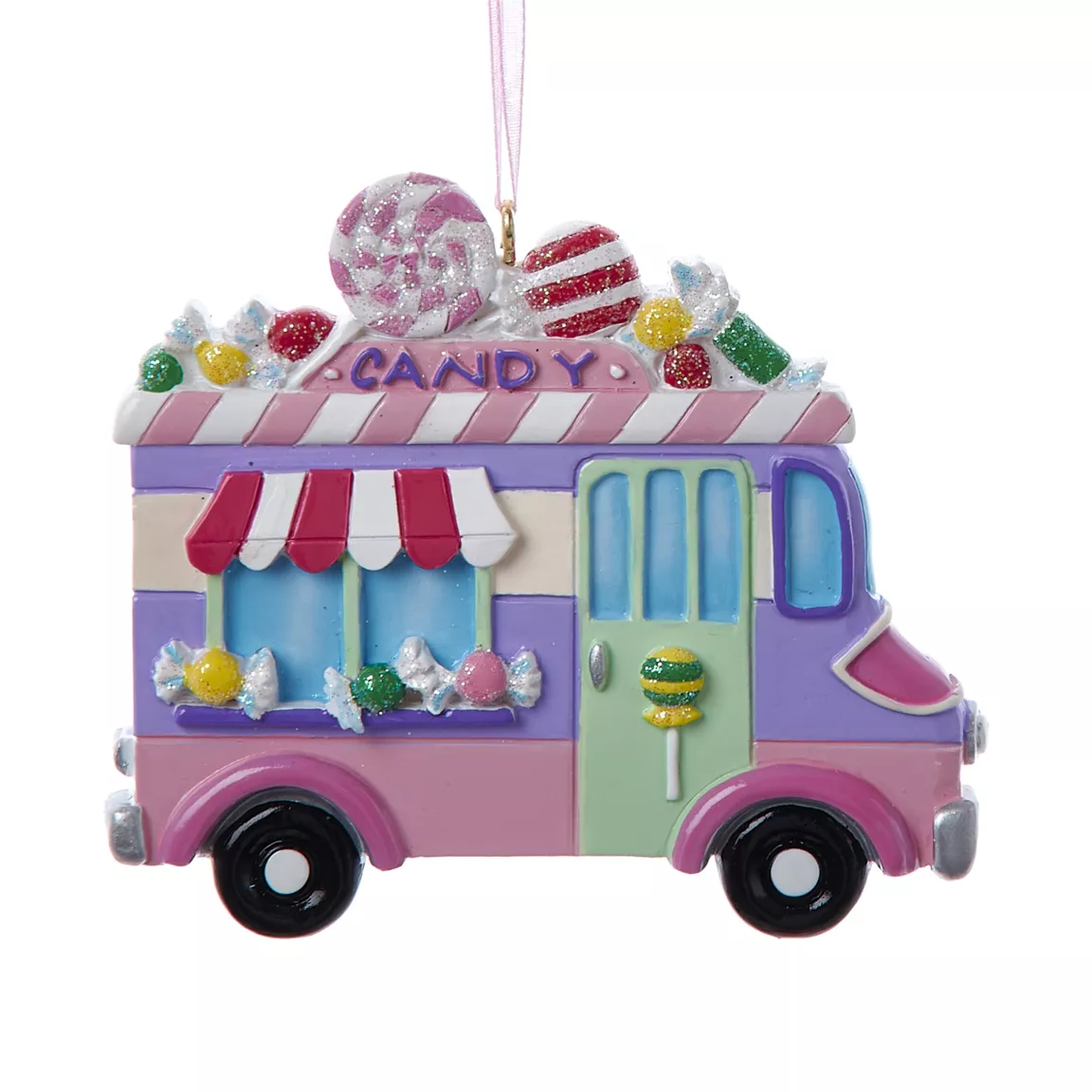 Suspension de Noël (H7 cm) Camion Lollipop Rose