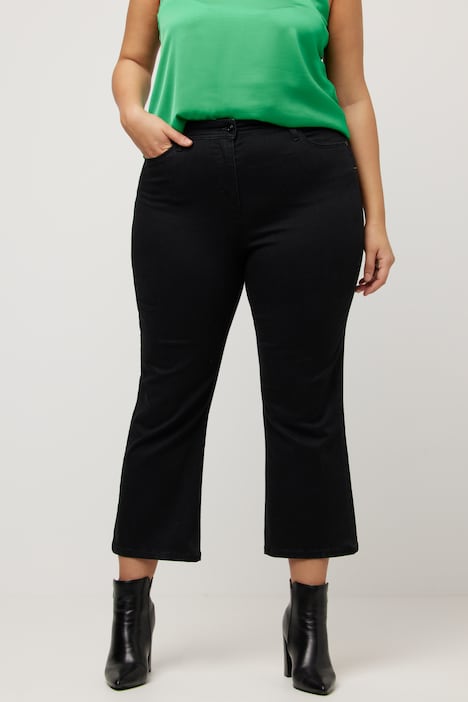 Jeans-Culotte, wadenlang, weites Bein, Elastikbund