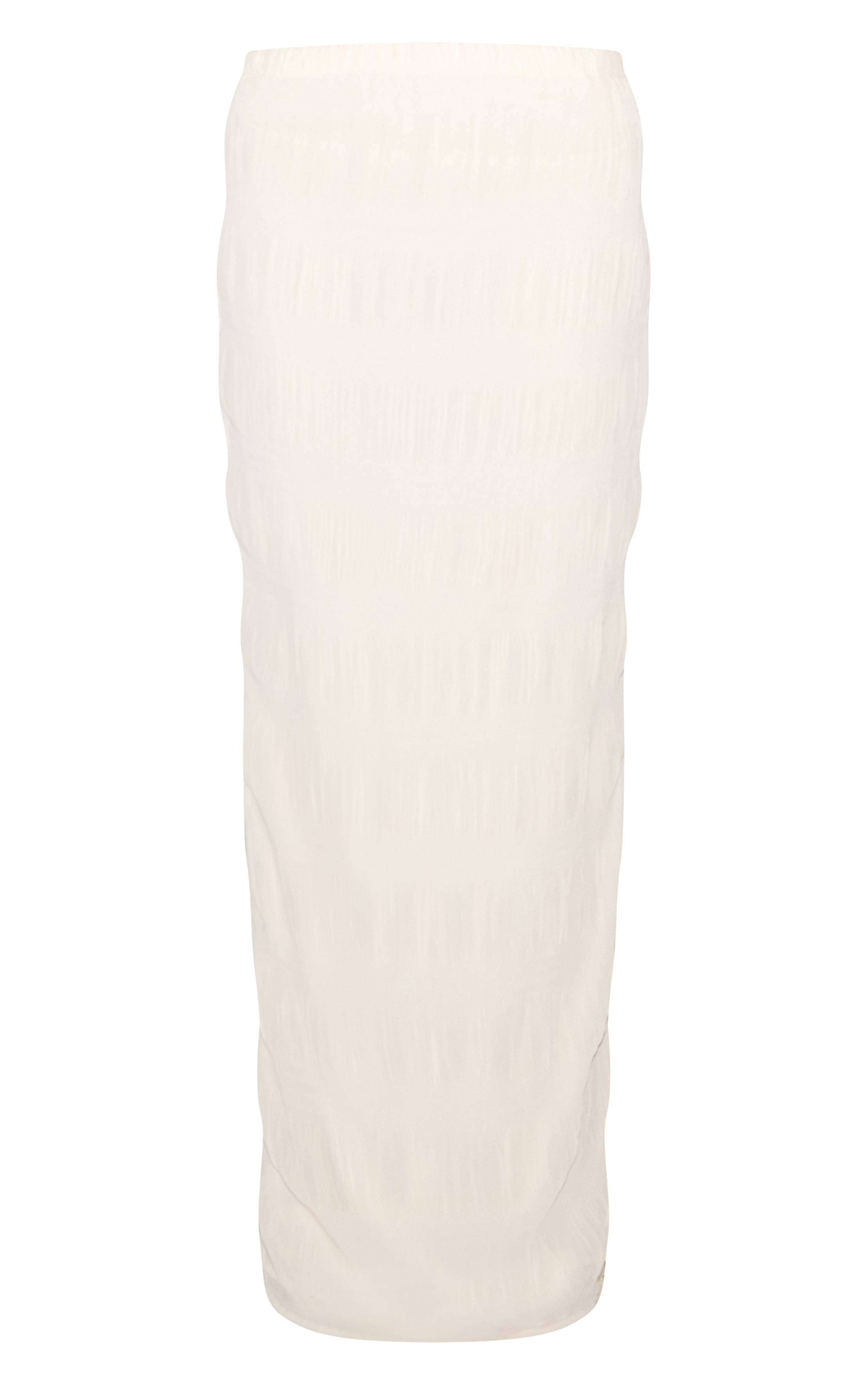 Crème Jupe Longue Texturée En Mousseline